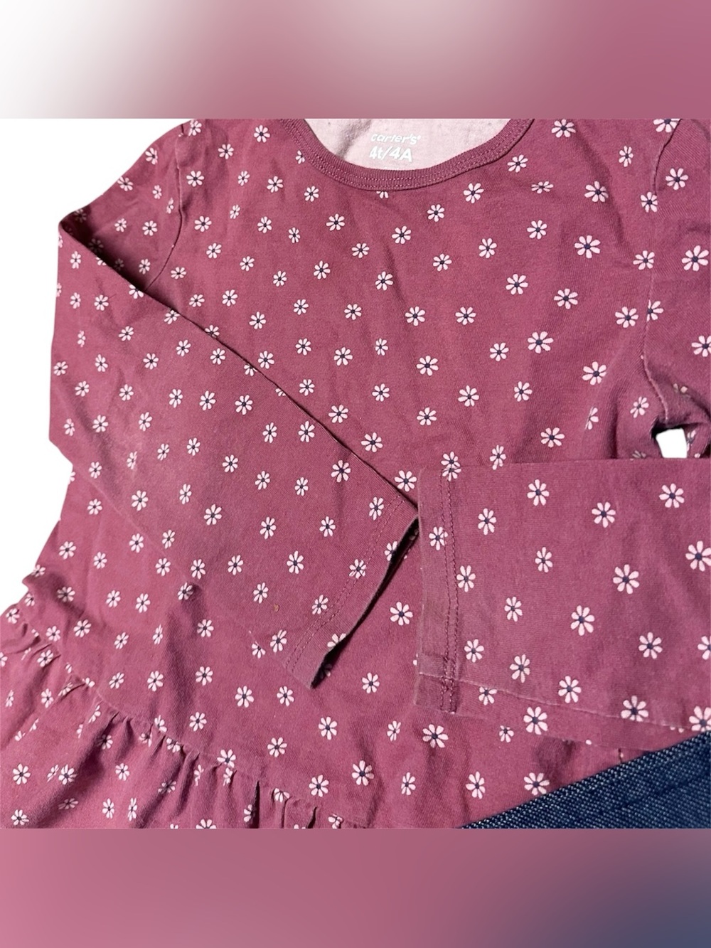 Carter's 4T Girls floral peplum long sleeve jeggings bundle set - Picture 3 of 4
